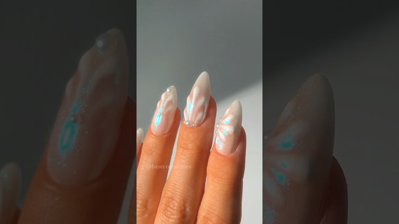DIY mermaid nails 🐚🤍✨ #nails #nailart #tutorial