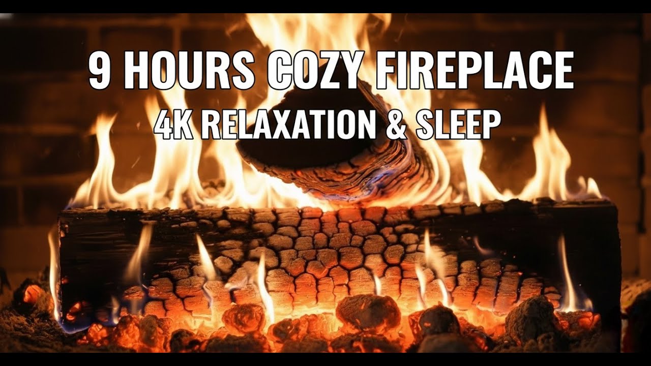 9 Hours of Cozy Fireplace Sounds with Crackling Logs 🪵 4K Ultra HD