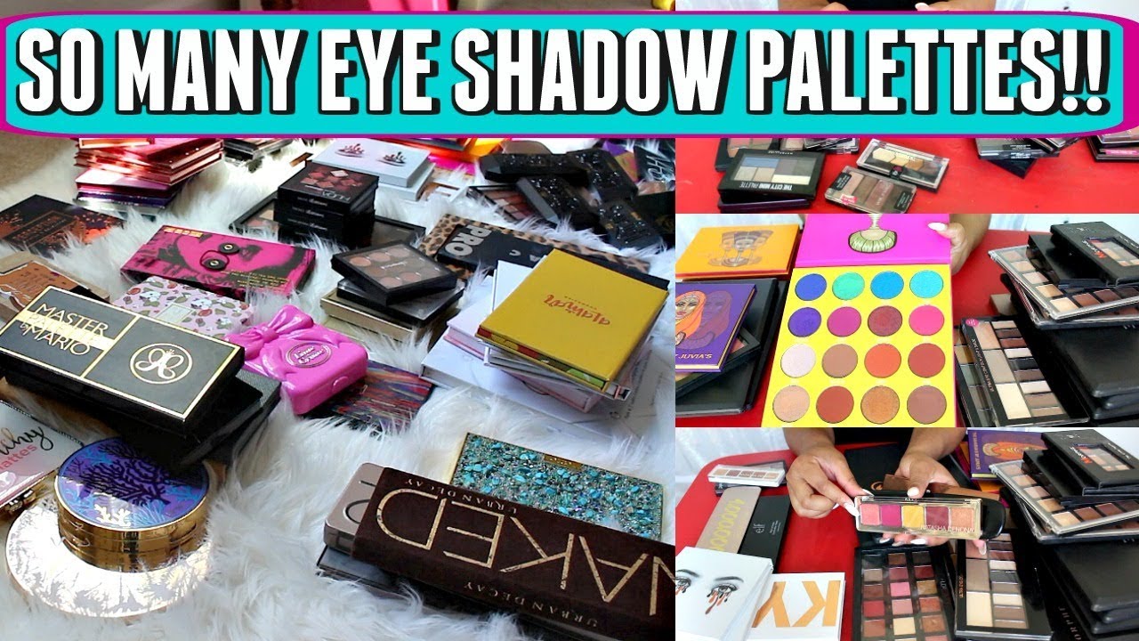 HELP ME DECLUTTER MY 113 EYE SHADOW PALETTES! | EYE SHADOW COLLECTION AND DECLUTTER 2018