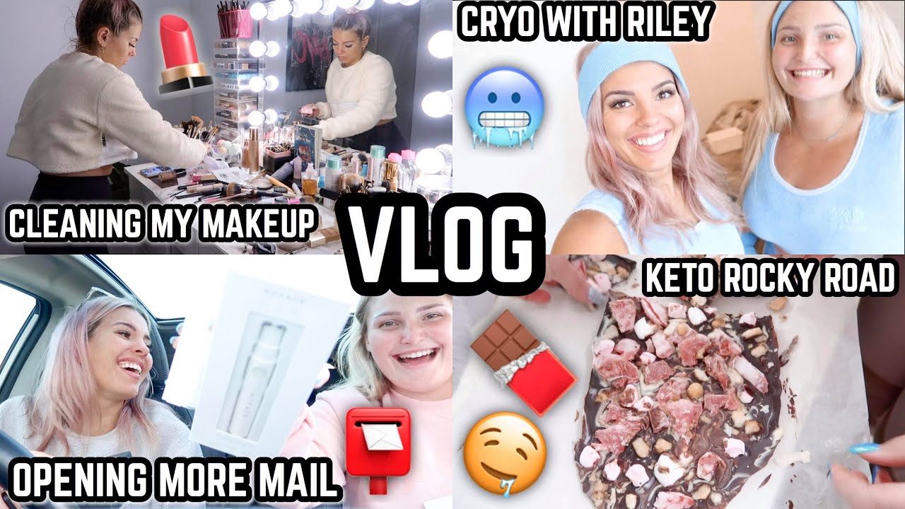 VLOG 🎥 CRYO WITH RILEY ❄️ FINALLY CLEANING MY MAKEUP + BRUSHES 💄MAKING KETO ROCKY ROAD 😍 JAZ HAND