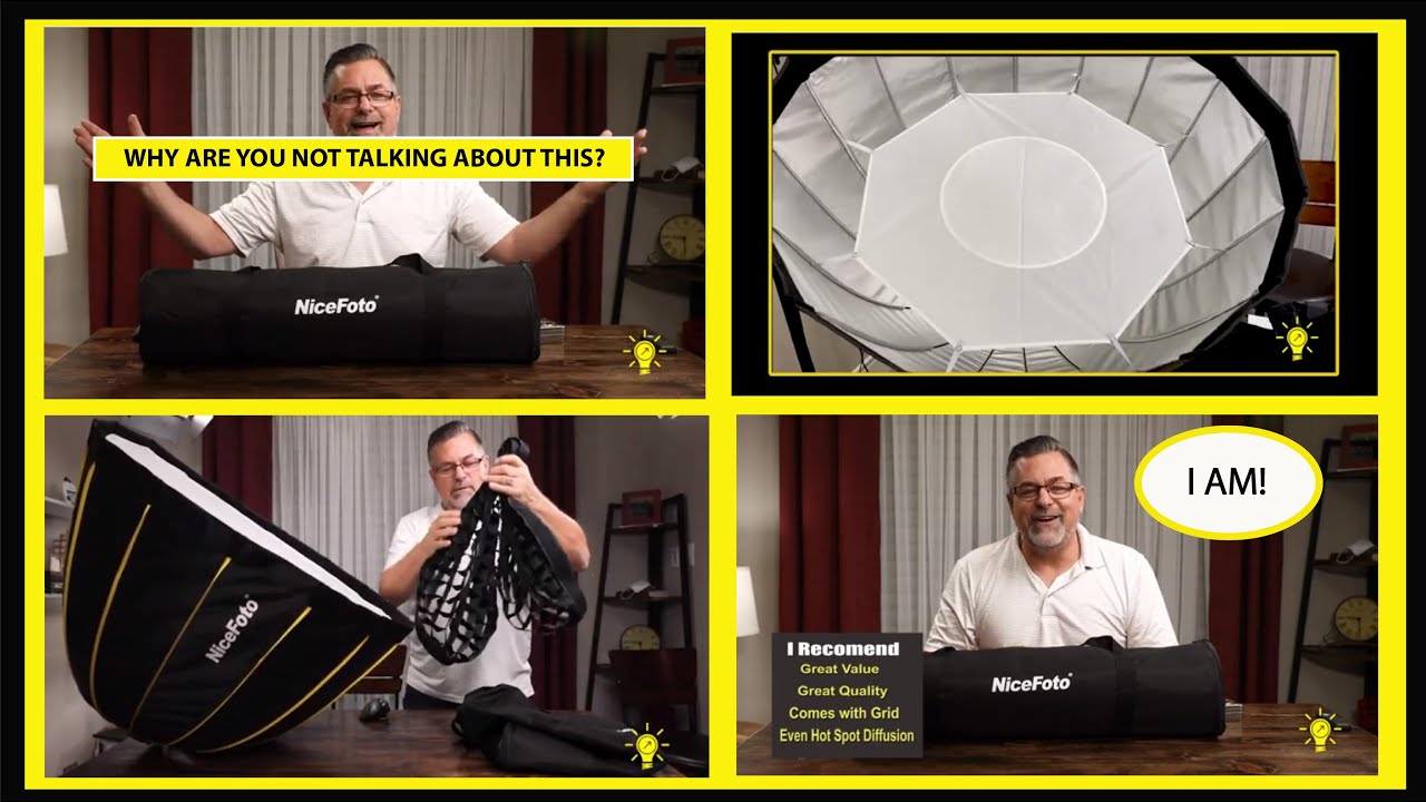 NiceFoto Parabolic 37" Softbox w/Honeycomb Grid and Soft Bag Overview
