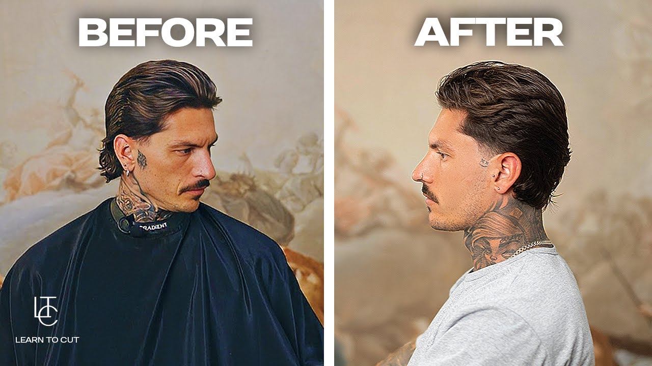 Brush back haircut on Sam Rascals (Easy tutorial for barbers)
