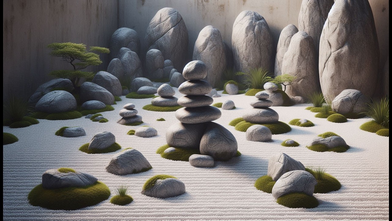 ZEN STONE MEDITATION ⛰️ Zen Garden Ambience ☁️ Relaxing Music for Tranquility 🎵
