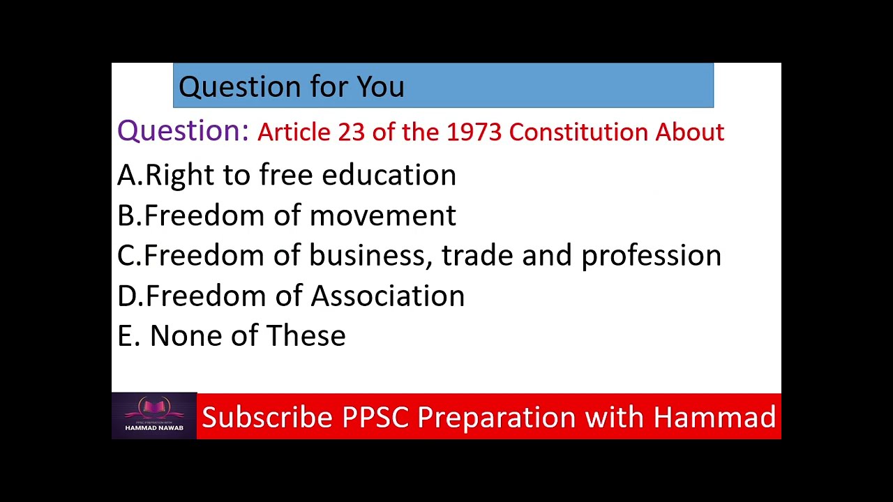 Fundamental Human rights in 1973 Constitution of Pakistan ppsc preparation with hammad