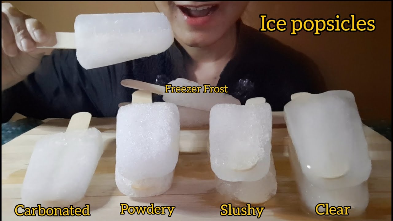 Freezer Frost, Powdery, Carbonated, slushy Ice popsicles | ASMR Ice Eating | an da 氷を食べる| กินน้ำแข็ง