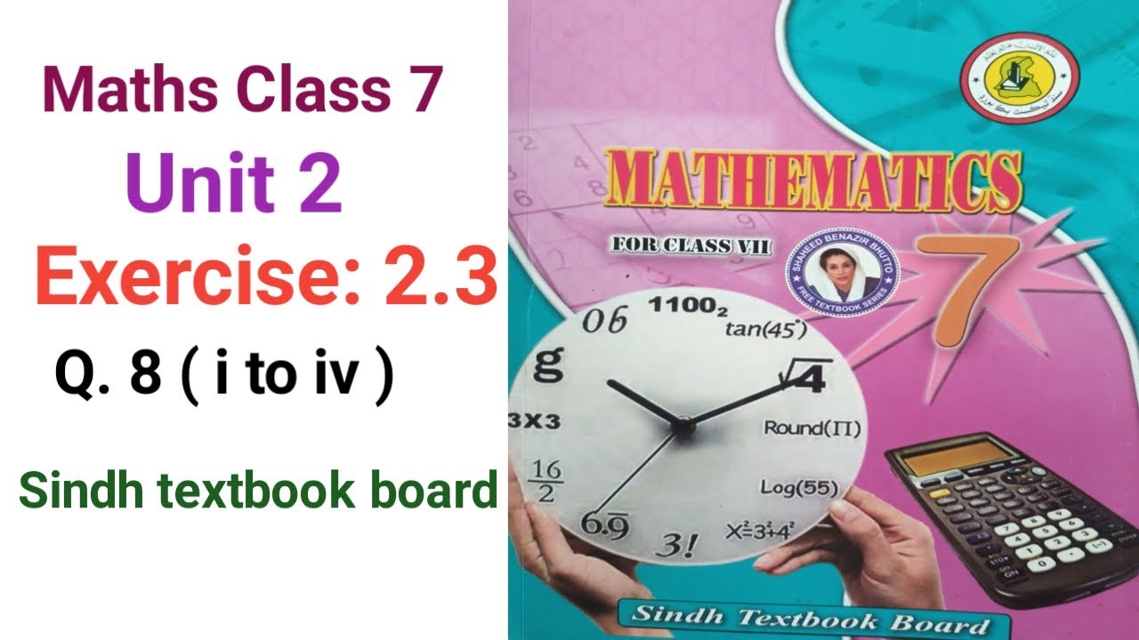 #Maths class 7 | unit 2  | exercise 2.3 question number 8 | Sindh textbook board