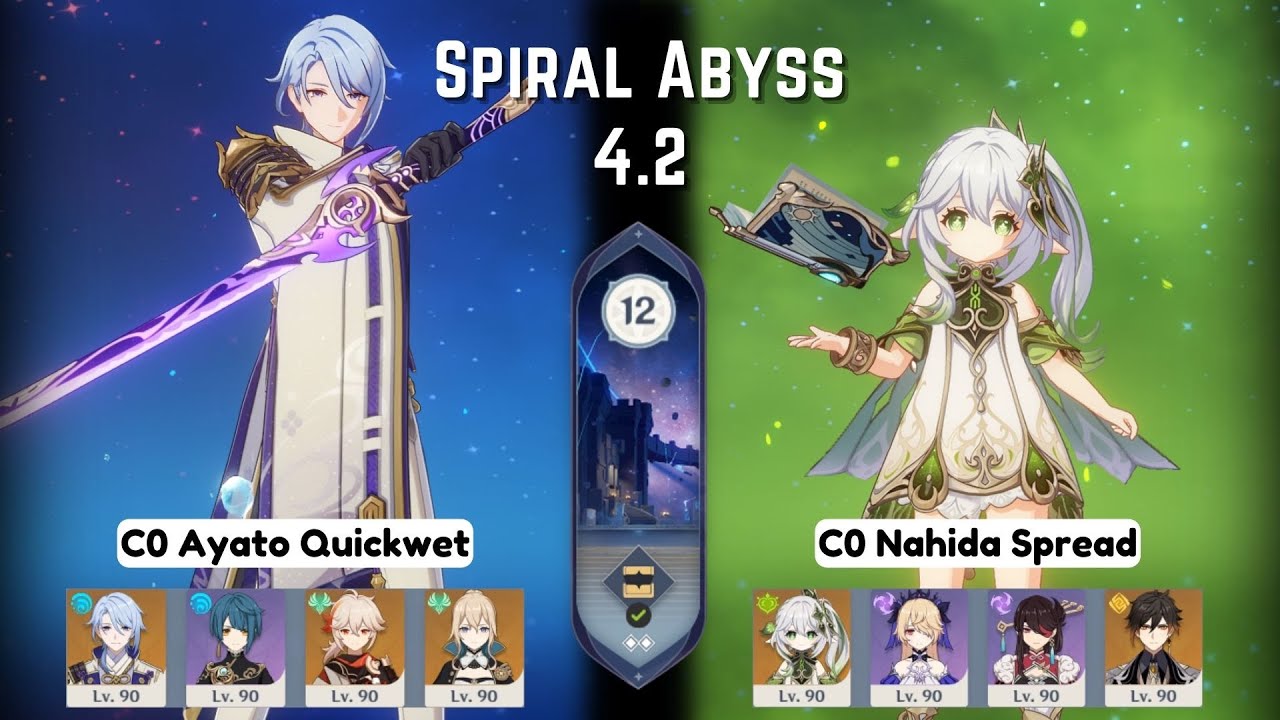 C0 Ayato Quickwet & C0 Nahida Spread - Spiral Abyss 4.2 Floor 12 | Genshin Impact