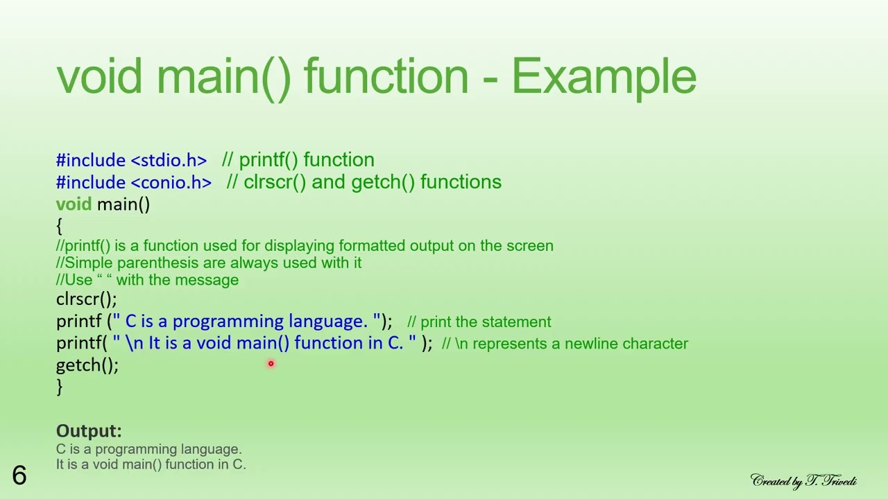 Function main() in c