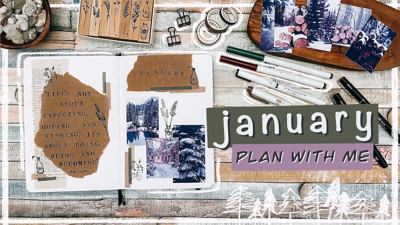 plan with me | winter cottagecore aesthetic | bullet journal setup JAN 2022 | creative journaling