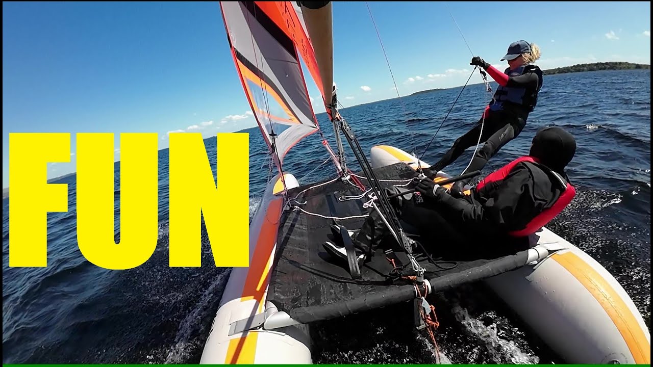 With the trapeze, it's pure Thrills! We tried the catamaran with the trapeze. It's even more fun!