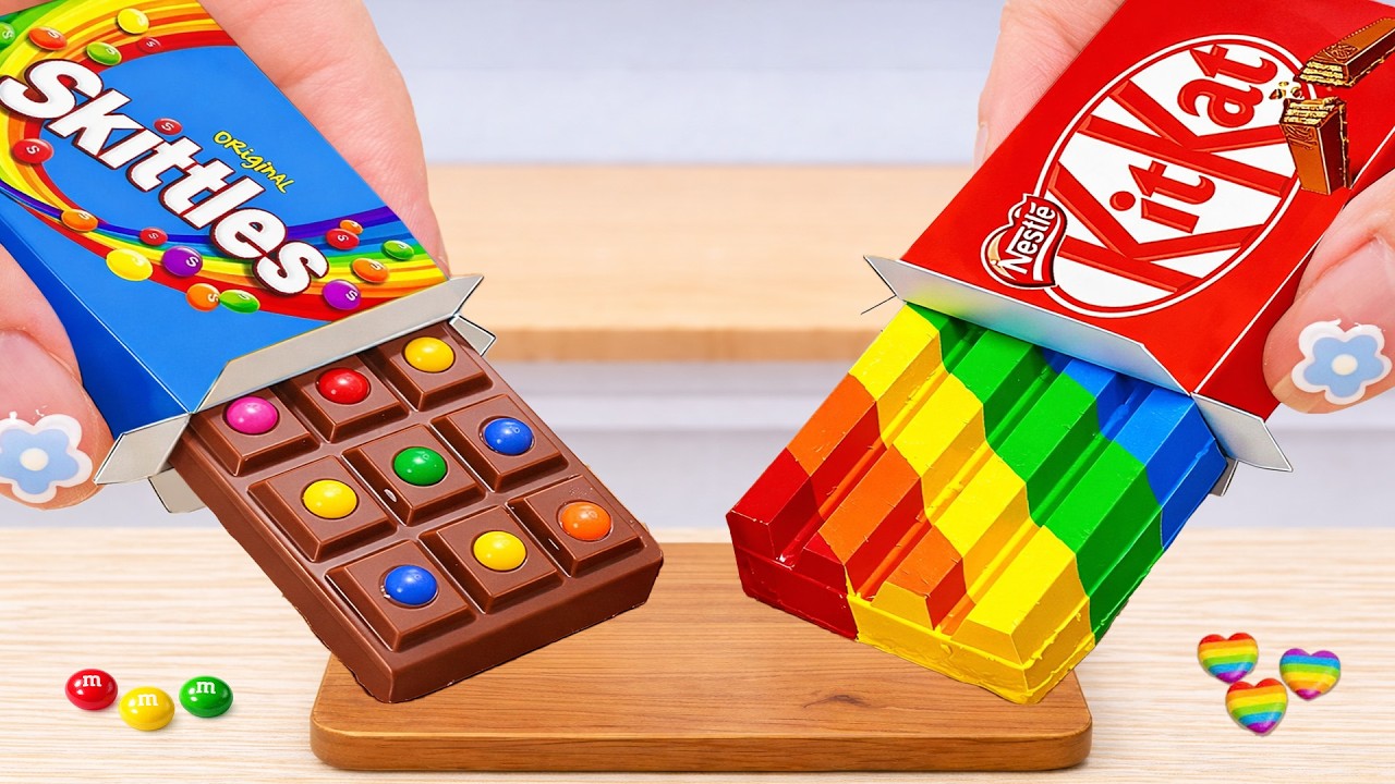 Miniature Rainbow Cake Decorating 🍫🌈 ASMR Amazing Rainbow KitKat Cake With Skittles Candy