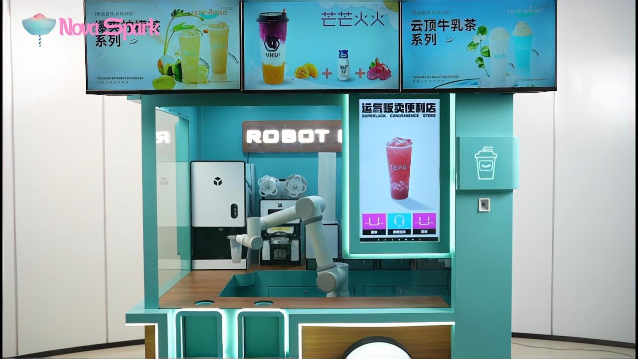 NEW! 2025 Robotic Milk Tea Vending Machine! #MilkTeaCocktail  #smartvendingmachine