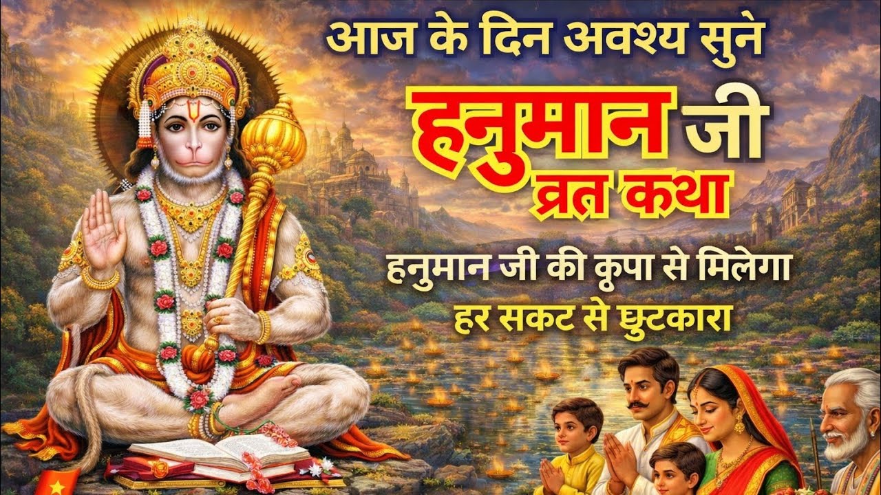 🙏 आज के दिन अवश्य सुनें हनुमान जी व्रत कथा | मिलेगी हर संकट से मुक्ति 🚩✨