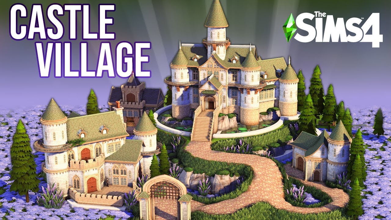 Sims 4: Building a CASTLE VILLAGE! | Sims 4 Castle Estate Kit Speed Build