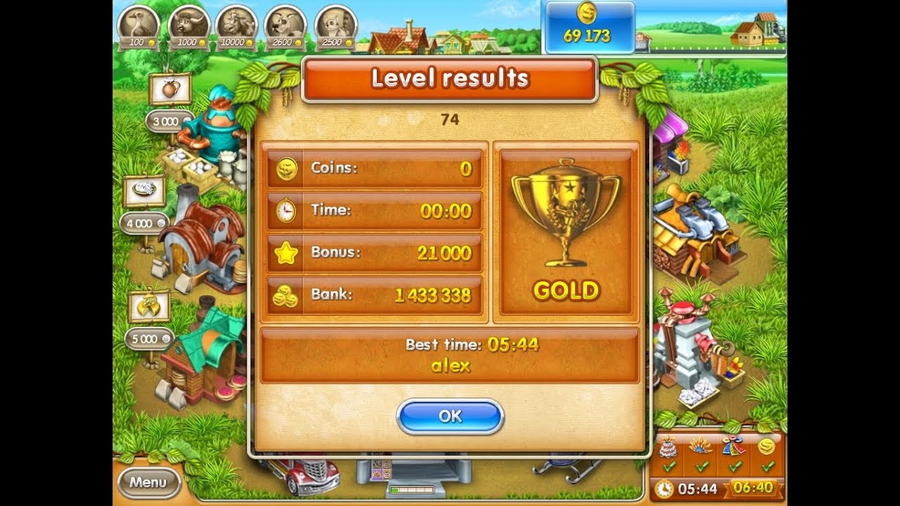 Farm Frenzy 3 only GOLD (level 74) playthrough Веселая ферма 3 (уровень 74) Золото