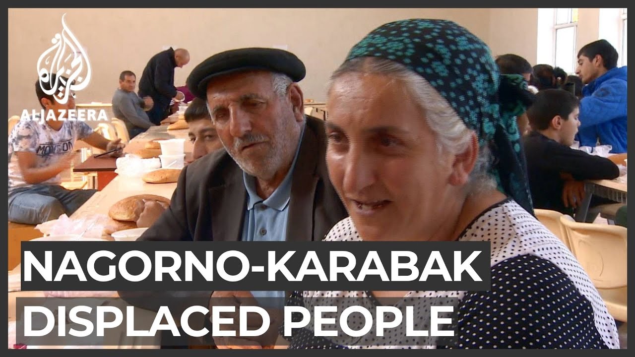Nagorno-Karabakh fighting: Displaced families shelter in schools