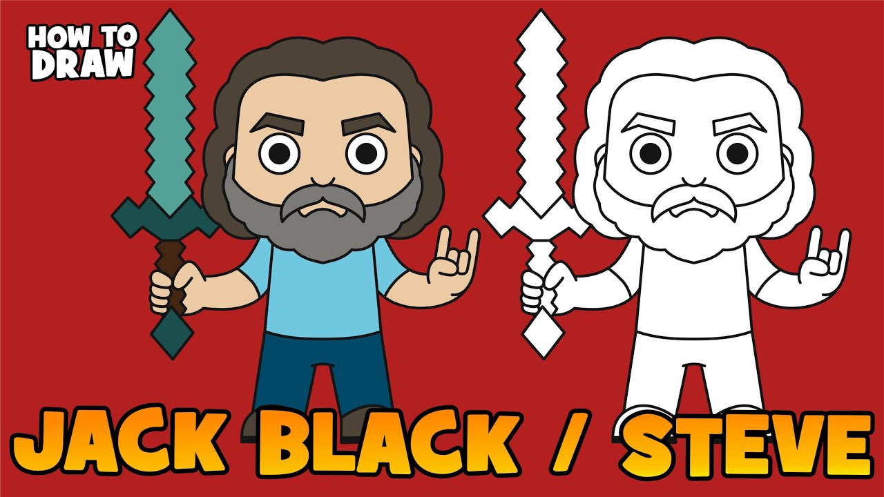 How to draw Jack Black as Steve from Minecraft Movie