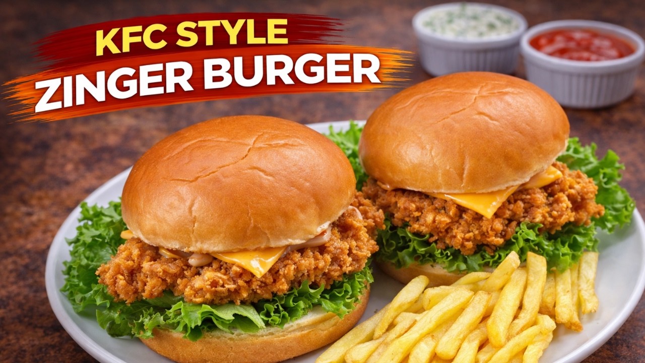 KFC Style Zinger Burger Recipe | Crispy Chicken Burger | Ghar K Pakwan