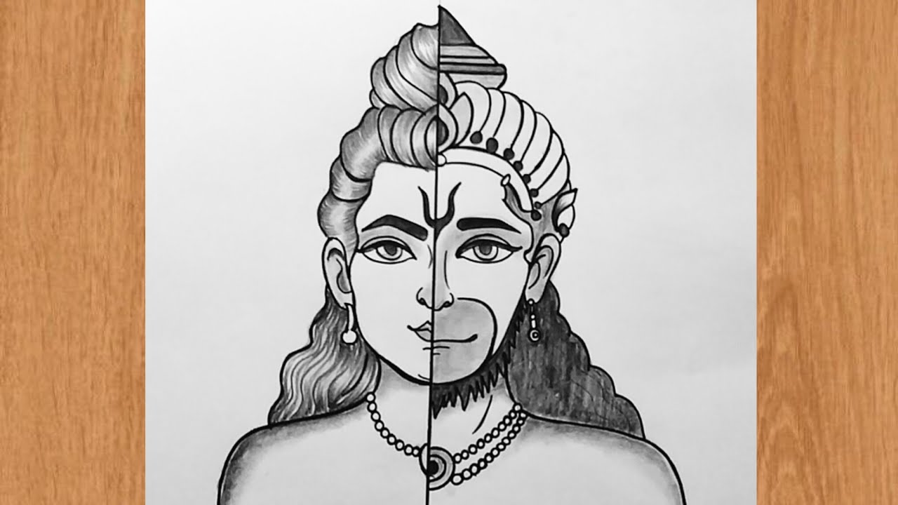 Ram Ji and Hanuman Ji Drawing | Lord Ram Hanuman Pencil Sketch | Easy Step by Step tutorial l chitra