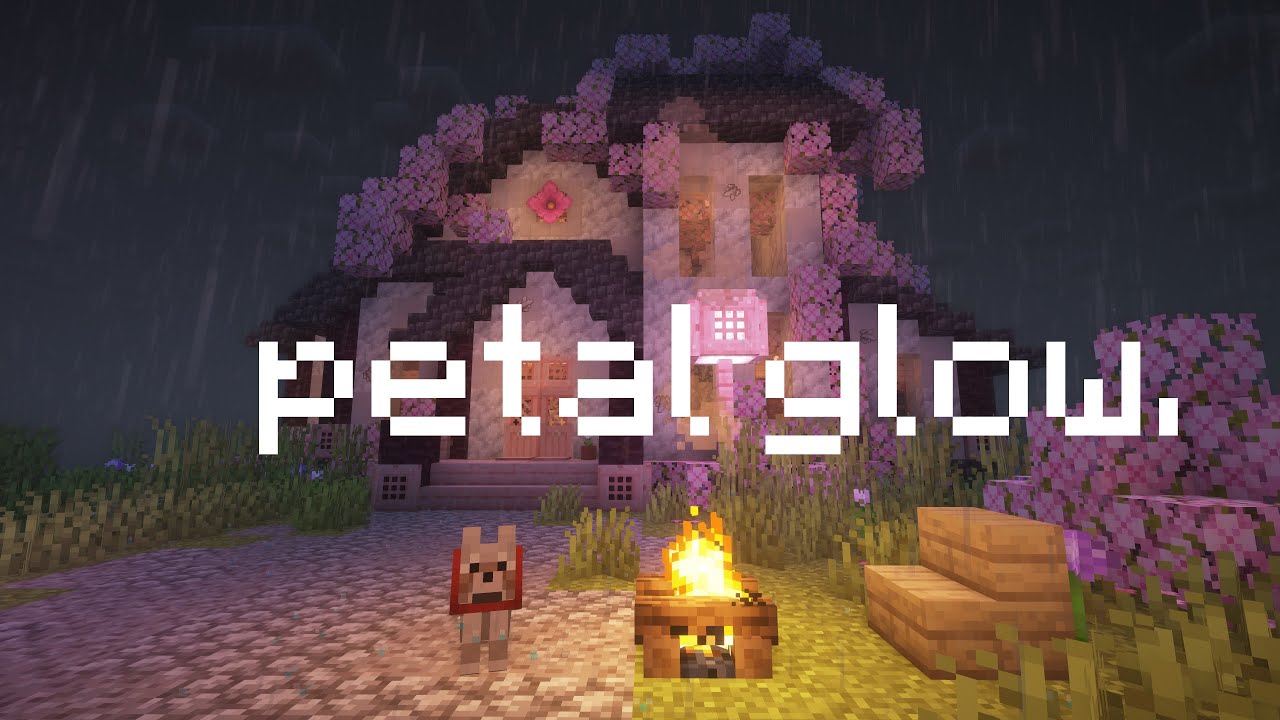 petal hearth (minecraft rainy night with dog & fire)