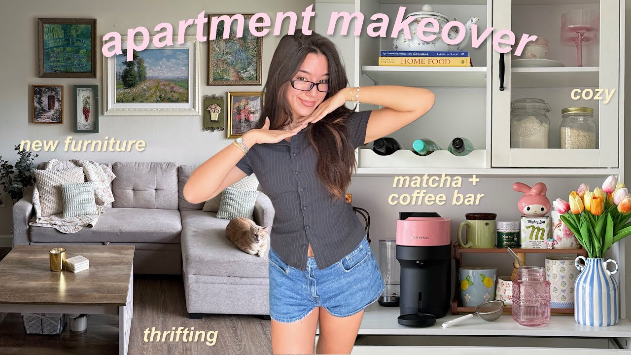 decorating my apartment 🩰 shopping, new furniture, matcha bar 🌟 pinterest inspired makeover