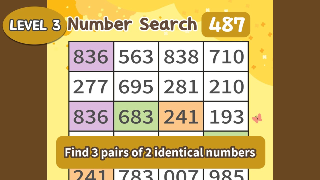 Find the Numbers, Boost Your Brain. Fun Memory Game for Seniors.  3-487
