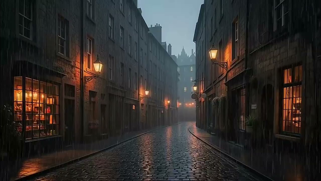 Gentle Rain on a Narrow Old Town Street at Night 🌙 | 8 Hours Sleep & Cozy Ambience