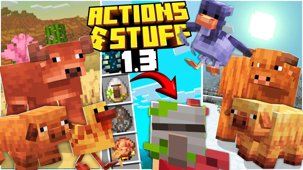 ACTIONS & STUFF 1.3 UPDATE ESTÁ INCRÍVEL 🌞 MINECRAFT PE (BEDROCK)