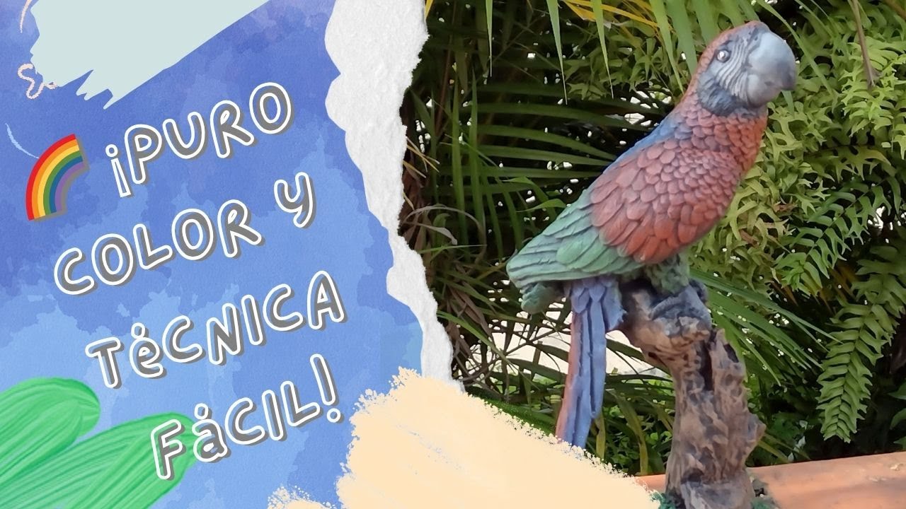 Cómo pintar un loro de yeso con técnica de pincel seco | Paso a paso fácil
