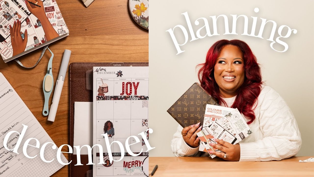 Plan With Me 🎄 | December Planning, Holiday Sticker Book & Planner Inserts with Goldmine & Coco