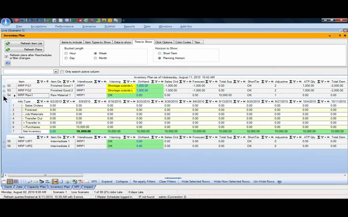 APS: Simultaneous material and capacity planning