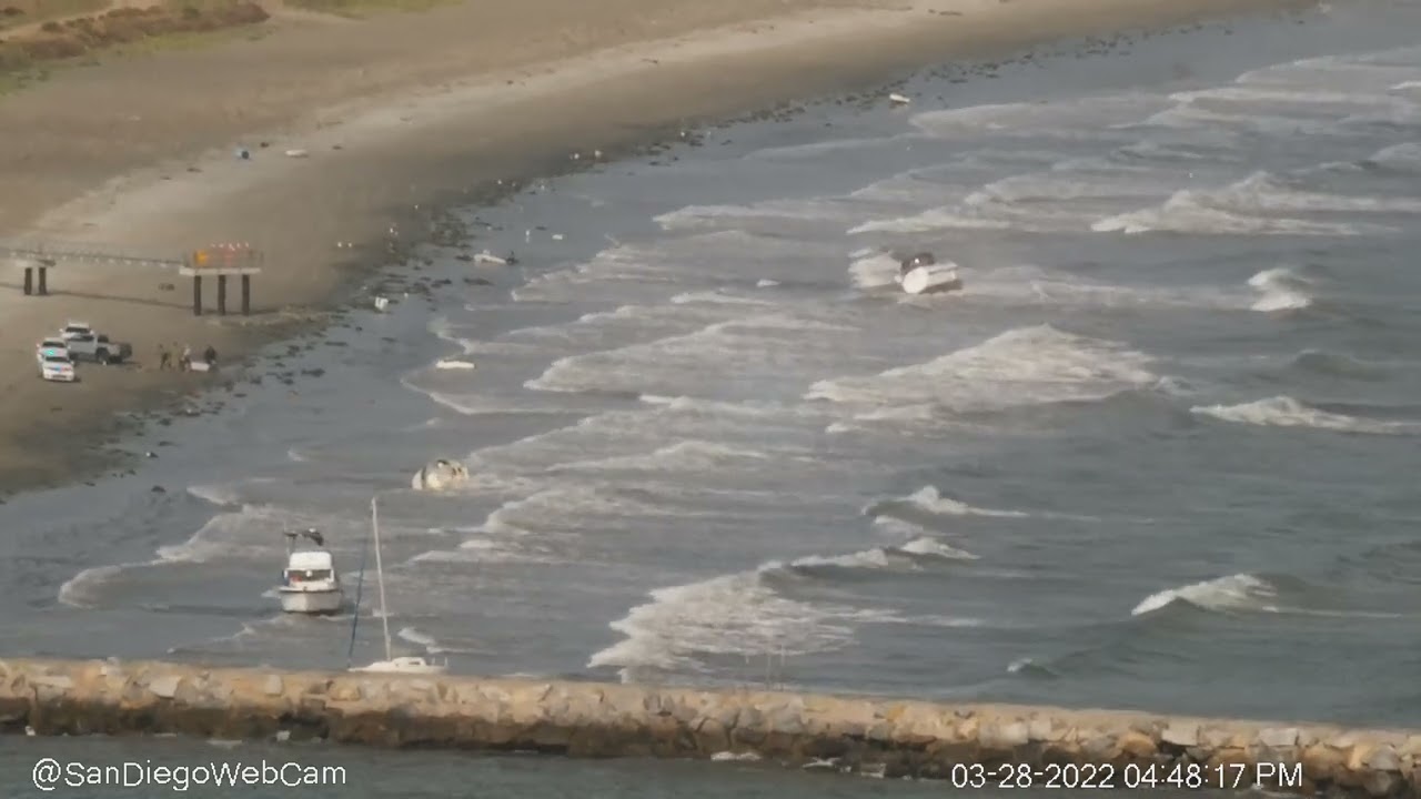 Multiple boats washed up on Breakers Beach after the storm