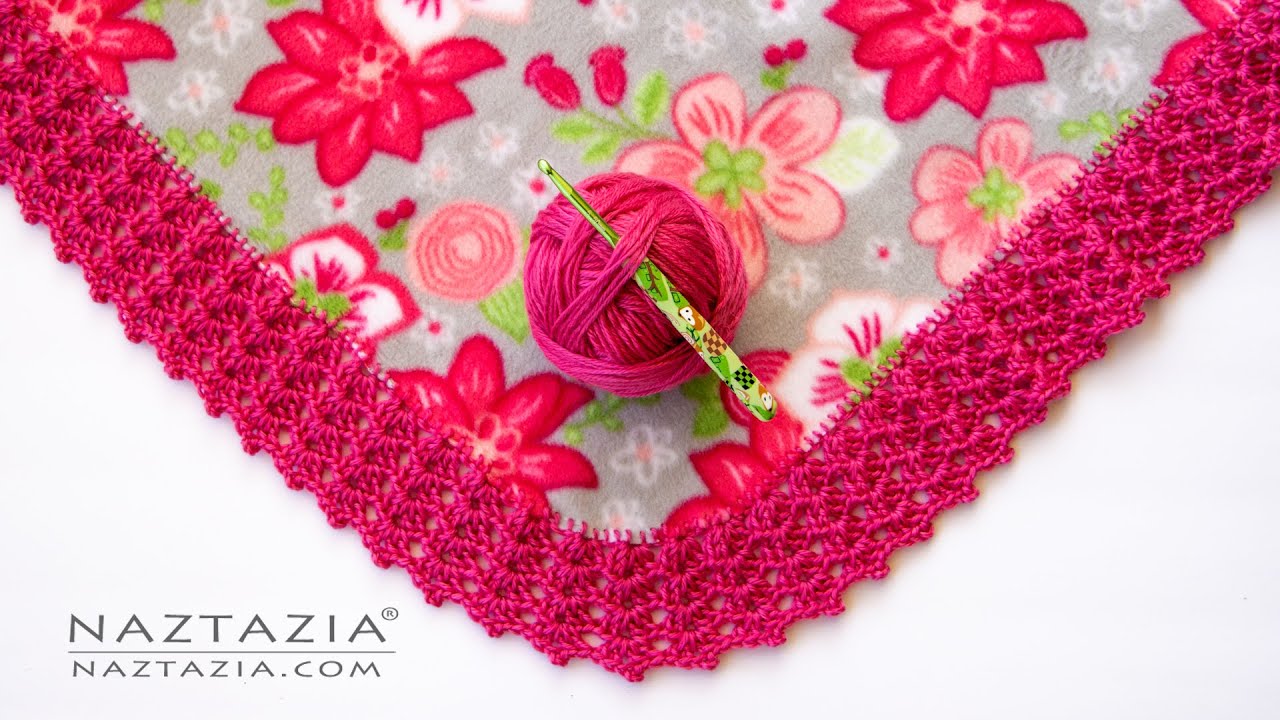 CROCHET EDGING for Blanket Fabric - How to crochet a border edging on fleece and other fabrics