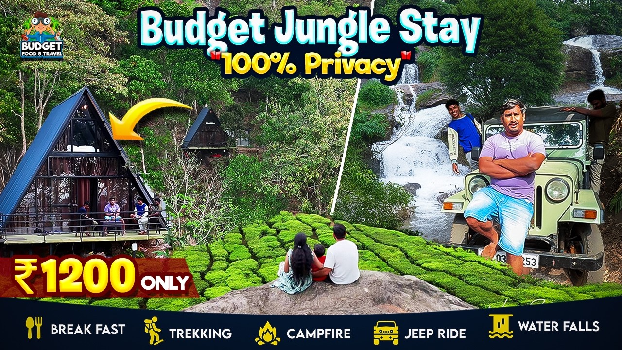 Munnar Jungle A Frame Stay With Private Waterfalls, Trekking, Jeep Safari..| BUDGET STAY IN MUNNAR