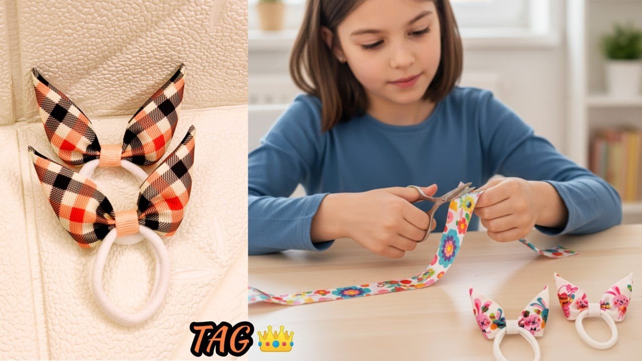 اصنعي توكة أستك من الساتان 4 سم في دقائق 🎀 شكل شيك سهل التنفيذ #diy #تاج 