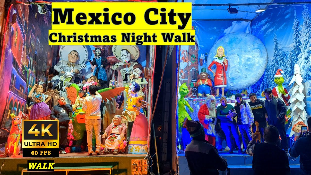 Mexico City 4K Christmas Night Walk - CDMX