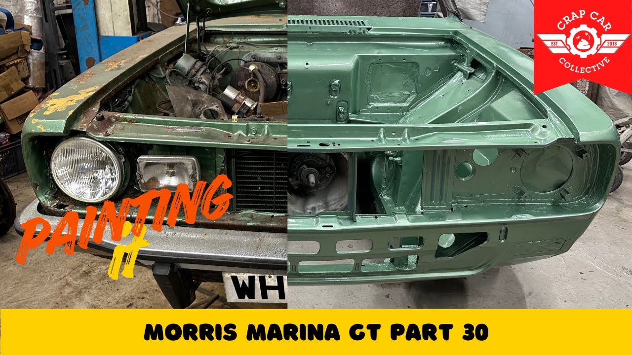 The paint goes on (the front) - Morris Marina GT