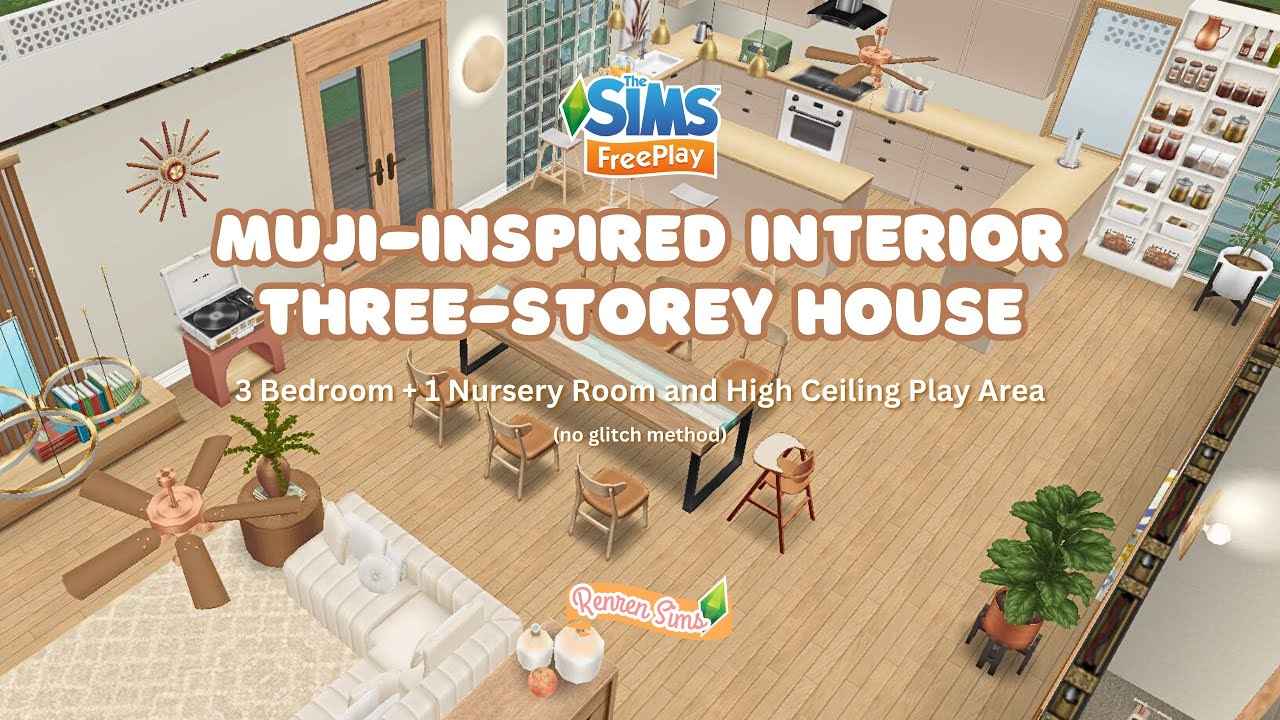 MUJI-INSPIRED INTERIOR DESIGN HOUSE TOUR + Floor Plan | The Sims Freeplay | House Build (No Glitch)