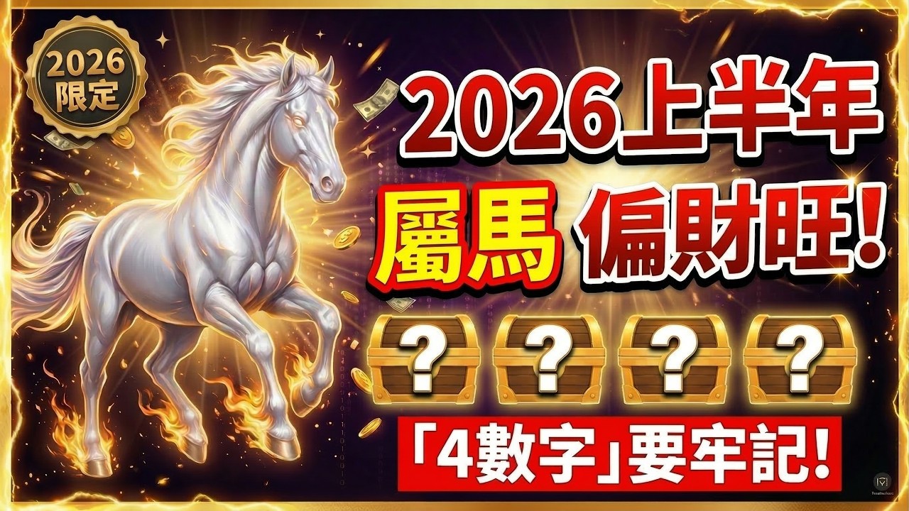 生肖馬注意！2026年上半年，你的偏財大旺，牢記這「4個數字」，讓你橫財擋不住！#生肖馬2026運勢 #2026屬馬運勢 #偏財運 #財運 #招財數字 #風水 #生肖馬 #幸運數字 #橫財 #丙午馬年