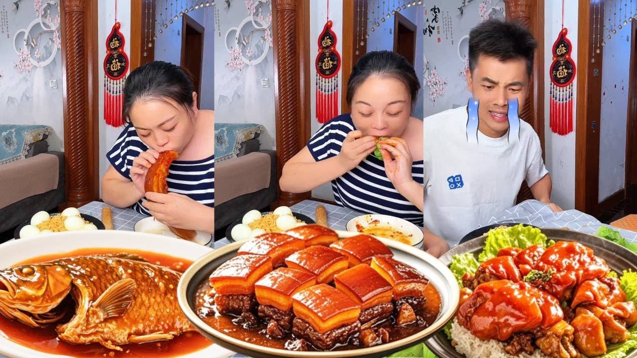 I found out my husband hid the braised pork, so I let him eat it all. He cried his eyes out！