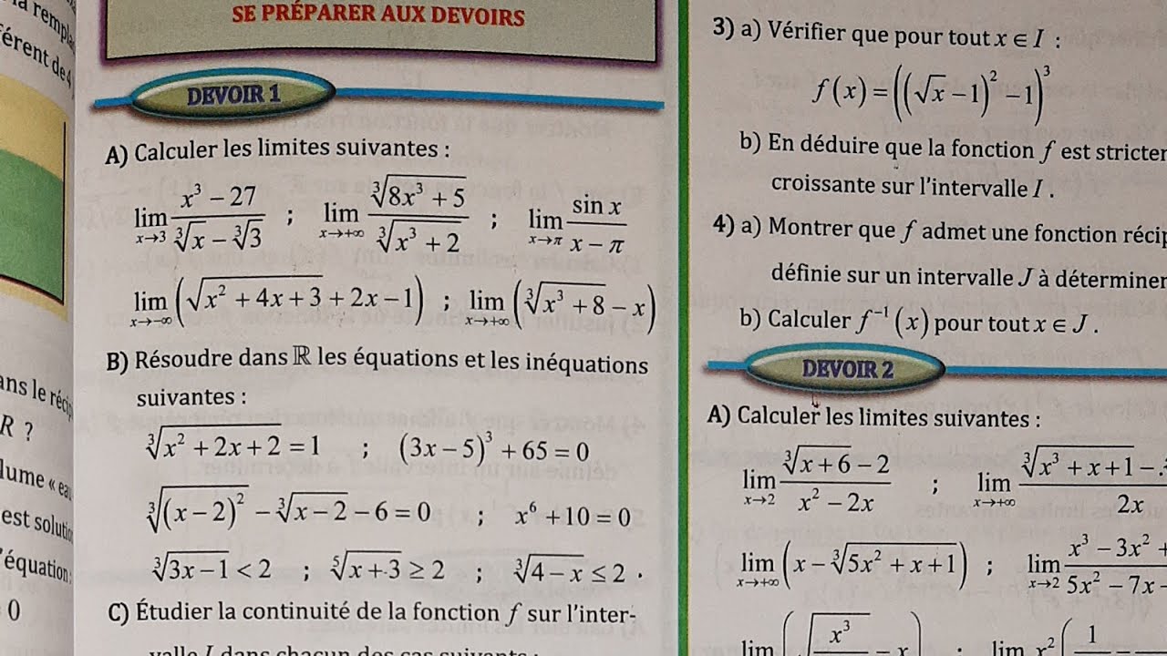 Devoir 1 p 79 : al moufid en math- 2bac pc : 1ère partie.