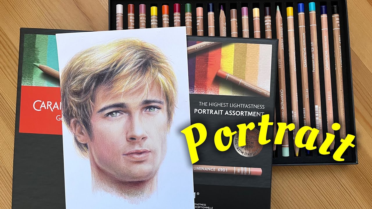 Caran D' Ache 20 Luminance 6901 Portrait Colour Pencil Set Unboxing/Swatching/Drawing