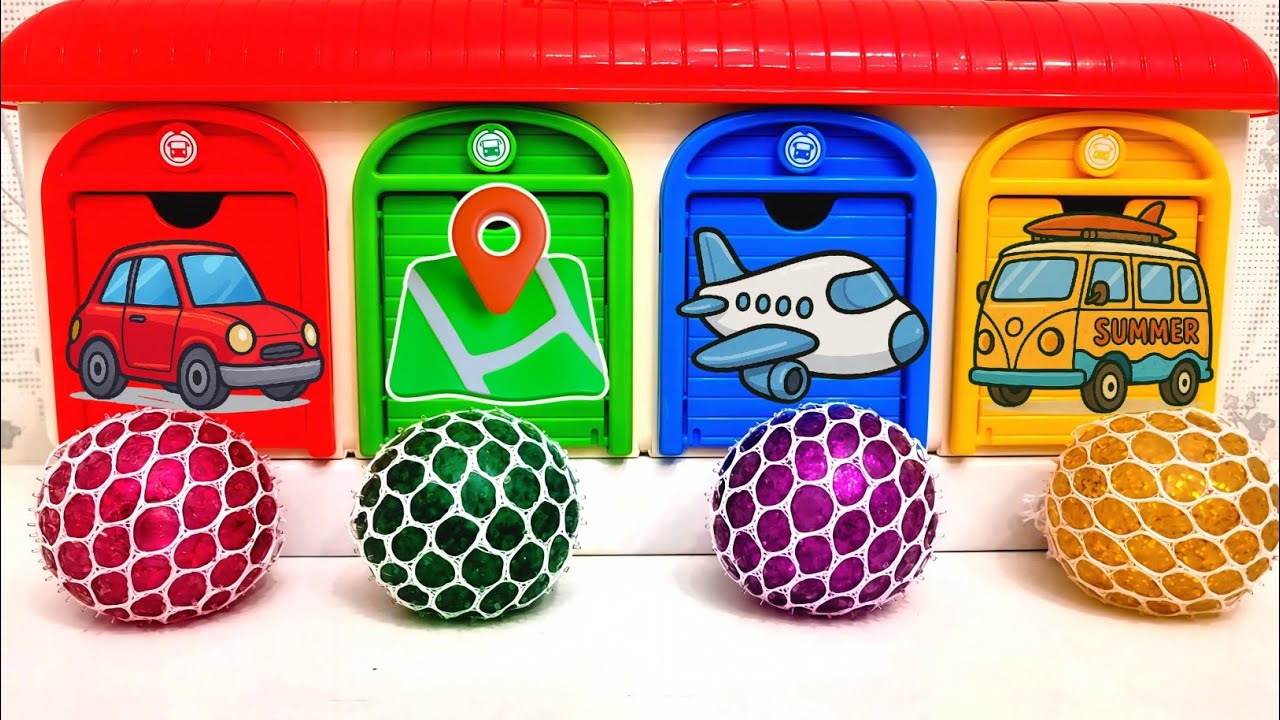 Satisfying Video | How I Made 4 Relax Balls with Crazy Giant Doors and vehicles Color Garage ASMR