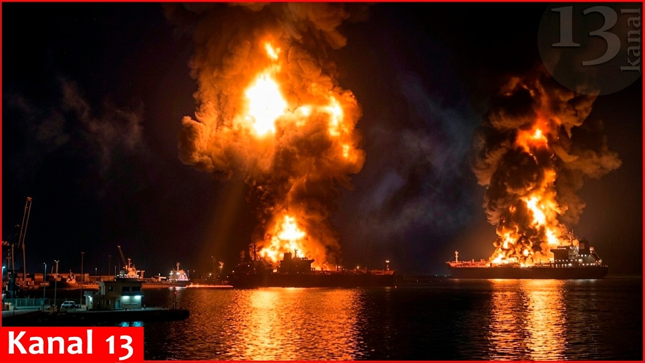 Иран нанес удар по нефтяным танкерам в Персидском заливе, суда загорелись.