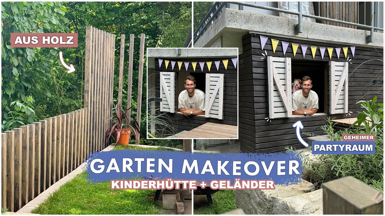 Versteckte Kinderhütte + Geländer aus Holz bauen - Garten Makeover Part 5 | EASY ALEX