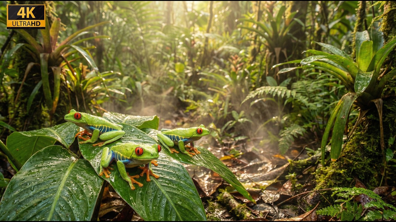 Relaxing Walk In The Amazon: The Rainstorm Sanctuary (4K) | Tree Frogs, Butterflies, Jungle Birds