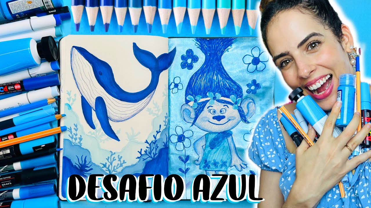 24H PINTANDO S&Oacute; c/ a COR AZUL! Usei TODOS os meus MATERIAIS AZUIS! Paula Stephania