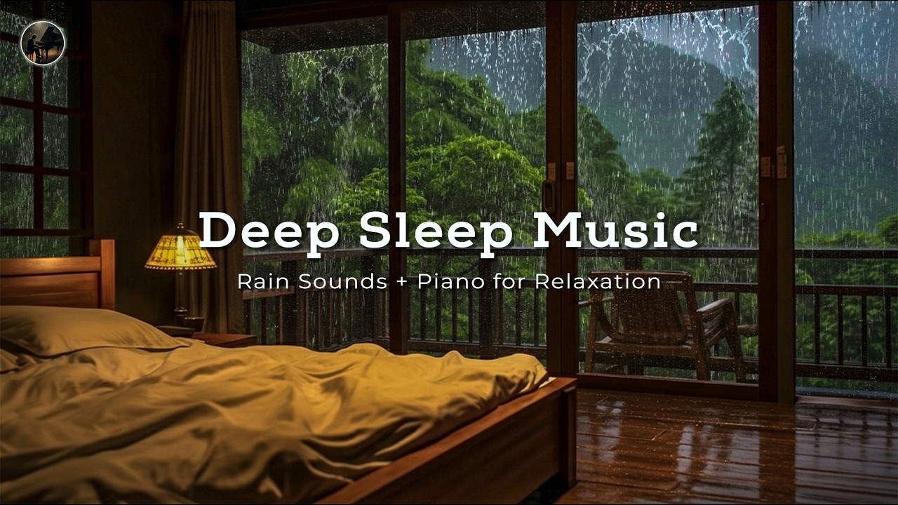 Peaceful Rainy Night Piano for Stress Relief – Cozy Bedroom on Rainy Day to Overcome Insomnia