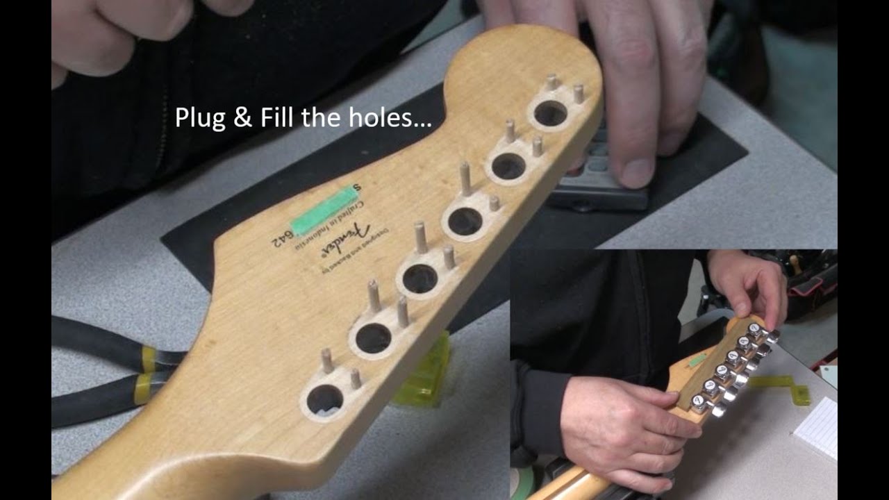 DIY - Installing Fender Locking tuners... plugging holes & proper alignment is not that hard to do.