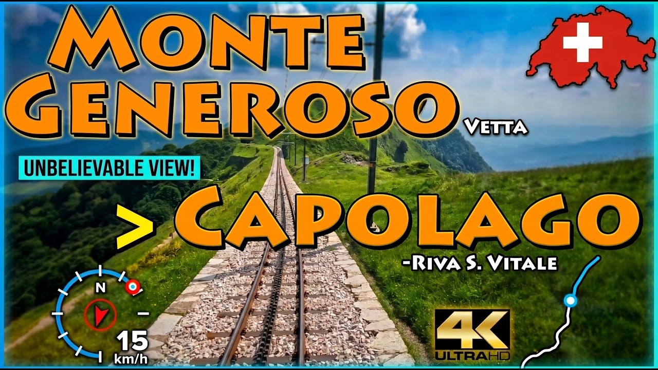 CABRIDE 4K 🇨🇭 Monte Generoso Vetta - Capolago-Riva S.Vitale / La ferrovia del Monte Generoso / Swiss